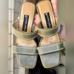 Etienne Aigner Olive Green Women's Sandals